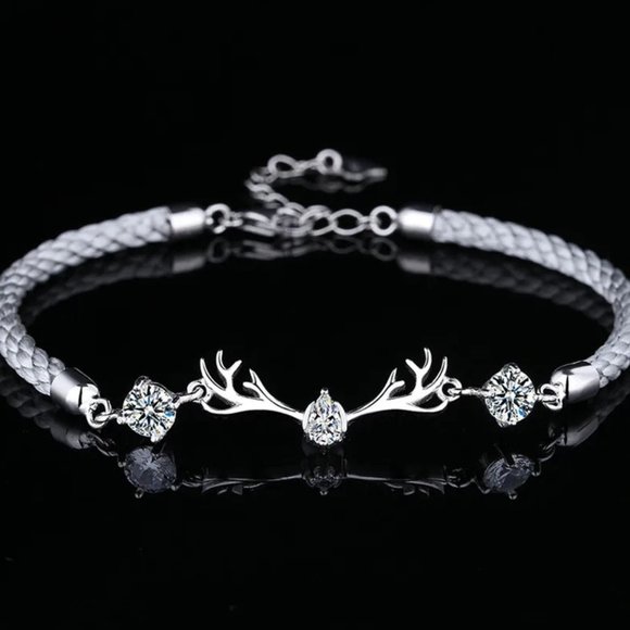 GND Jewelry - Stunning Ladies Solid .925 Sterling Silver Deer Cubic Zirconia Bracelet